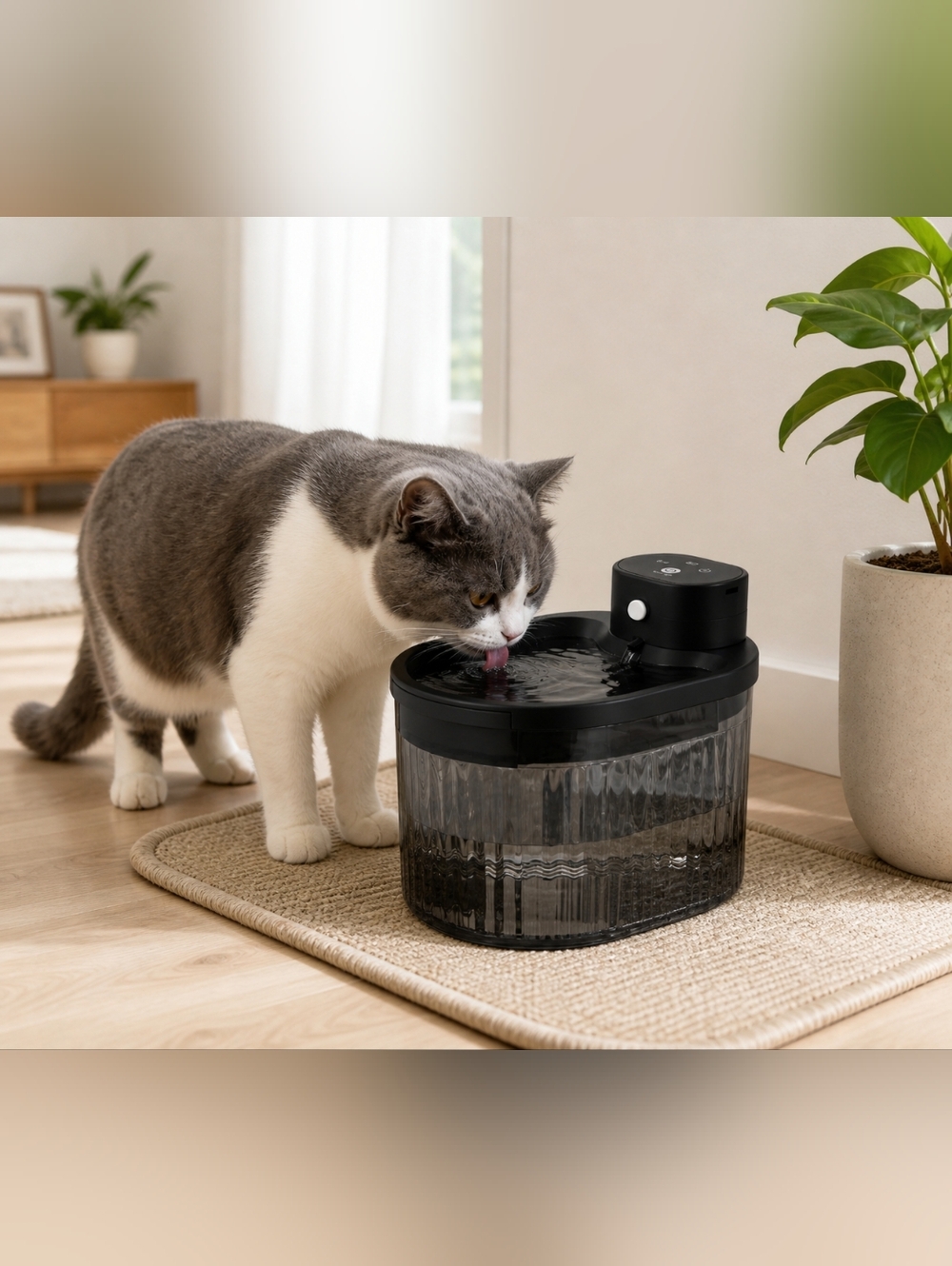 Jolifield Wireless Cat Water Fountain Motion Sensor 3L/102oz Battery Operated